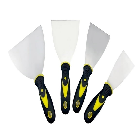 Two Color Handle Batching Scraper Paint Tool Thickened Wipe Multifunctional Stainless Steel Cleaning Tool, Stiff Scraper w/Hammer Cap, Carbon Steel, Painter's Series