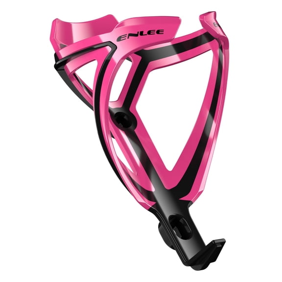 Two-Color Lightweight Bicycle Water Bottle Cage Polycarbonate Fiberglass Drink Holder with 68mm Inner Diameter for All Bikes Featuring 3D Skeleton Design, Black(Pink)
