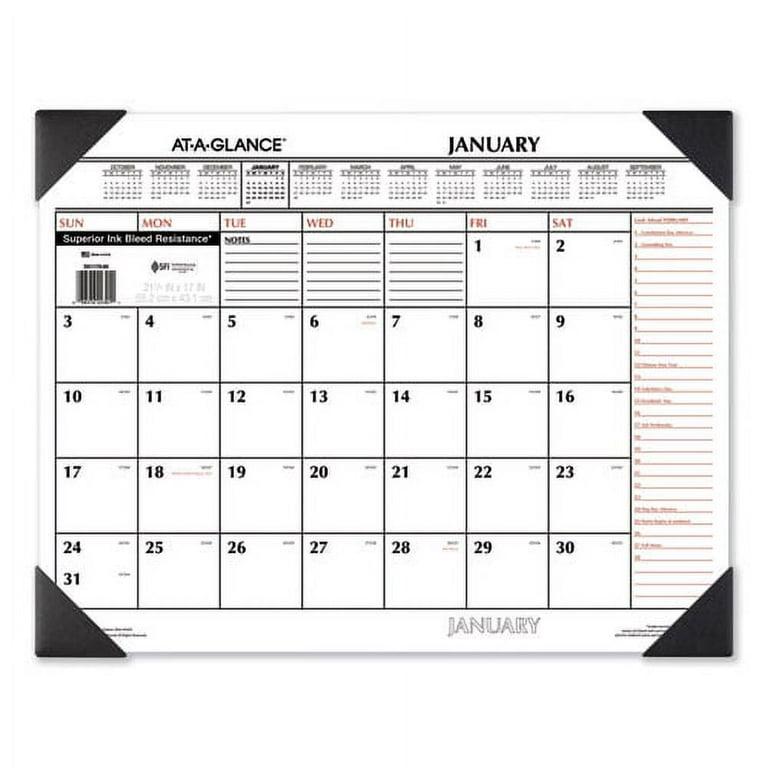 Two-Color Monthly Desk Pad Calendar, 22 x 17, White Sheets, Black Corners, 12-Month (Jan to Dec): 2024 Two-Color Monthly Desk Pad Calendar, 22 x 17, White Sheets, Black Corners, 12-Month (Jan to Dec): 2024