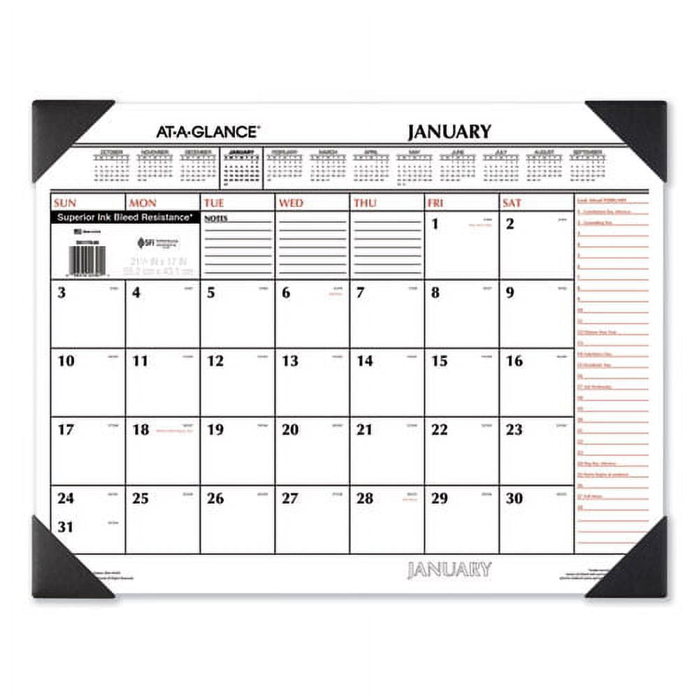 Two-Color Monthly Desk Pad Calendar, 22 x 17, White Sheets, Black Corners, 12-Month (Jan to Dec): 2024 Two-Color Monthly Desk Pad Calendar, 22 x 17, White Sheets, Black Corners, 12-Month (Jan to Dec): 2024