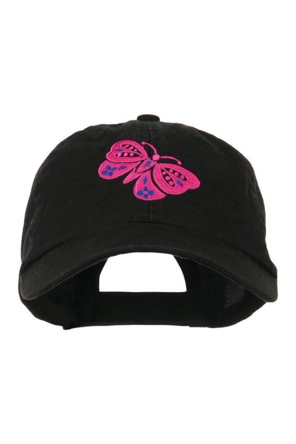 Two Colored Butterfly Embroidered Cap - Black OSFM