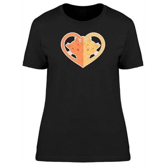 Two Colored Cats In Heart T-Shirt Women -Image by Shutterstock, Female Medium