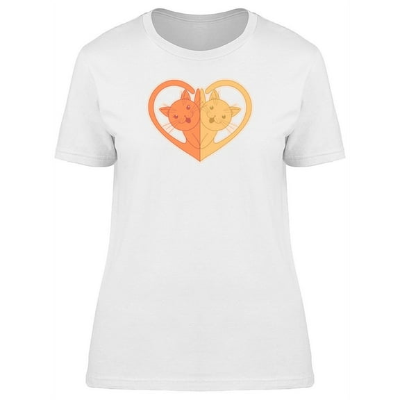 Two Colored Cats In Heart T-Shirt Women -Image by Shutterstock, Female XX-Large