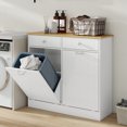 thumbnail image 1 of Living Room Trash Bin Two-Compartment Tilt-Out Trash Cabinet, Pet Proof Kitchen Trash Cabinet with Cutting Board, Free Standing Laundry Sorter Cabinet, Laundry Hamper, White,Primary Living Space Tras, 1 of 13