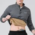 thumbnail image 1 of Pre-Owned Winter Sweatshirt Men Long Sleeves Men Fleece Lined Warm Sweatshirt Pure Color Quarter Zip Sweatshirt Thicken Plus Size 8XL, 1 of 5