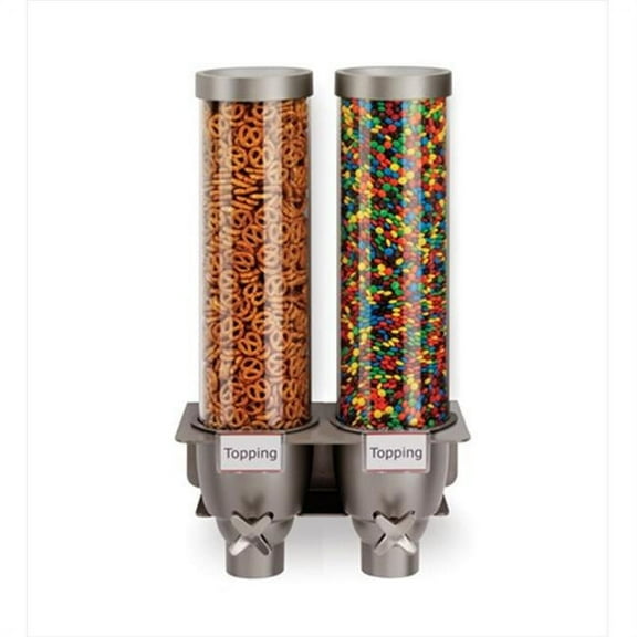 Two Container Ice Cream Topping Candy Wall Mount Dispenser 1.3 Gallon Each