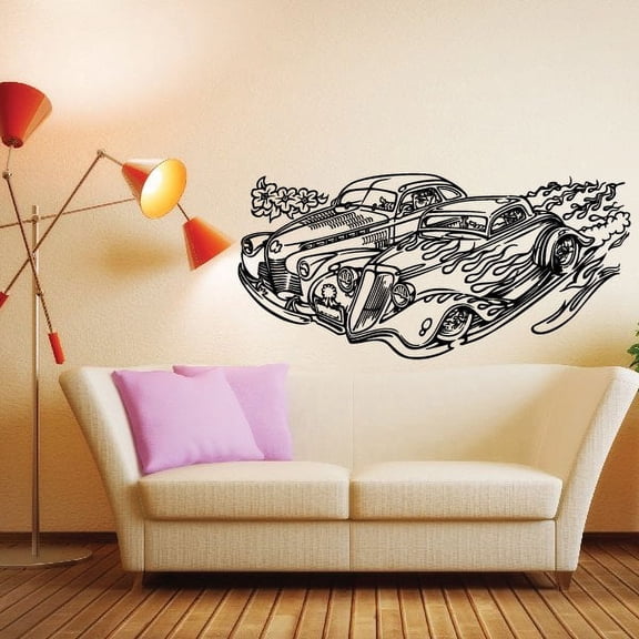 Two Coupes Wall Decal - Vinyl Decal - Car Decal - MC69 - 36 Inches
