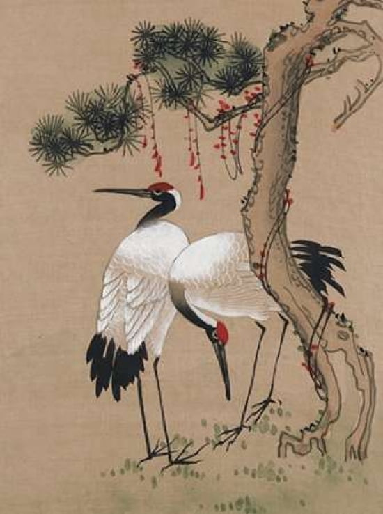 Two Cranes Canvas Art - Unknown (18 x 24)