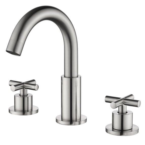 Two Cross Handle Deck Mounted Widespread Faucet, 3-Hole Bathroom Basin Faucet