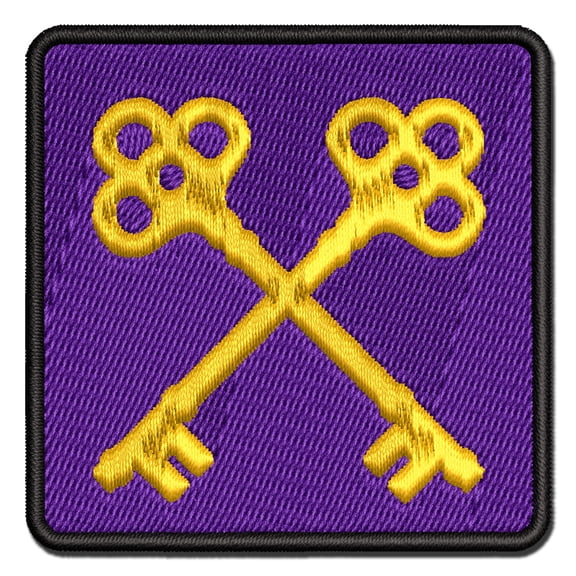 Two Crossed Keys Applique Multi-Color Embroidered Hook & Loop Patch - 2.5 Inch Small