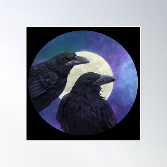 Two Crows Poster Wall Art, Modern Wall Decor, 24x24 UNFRAMED