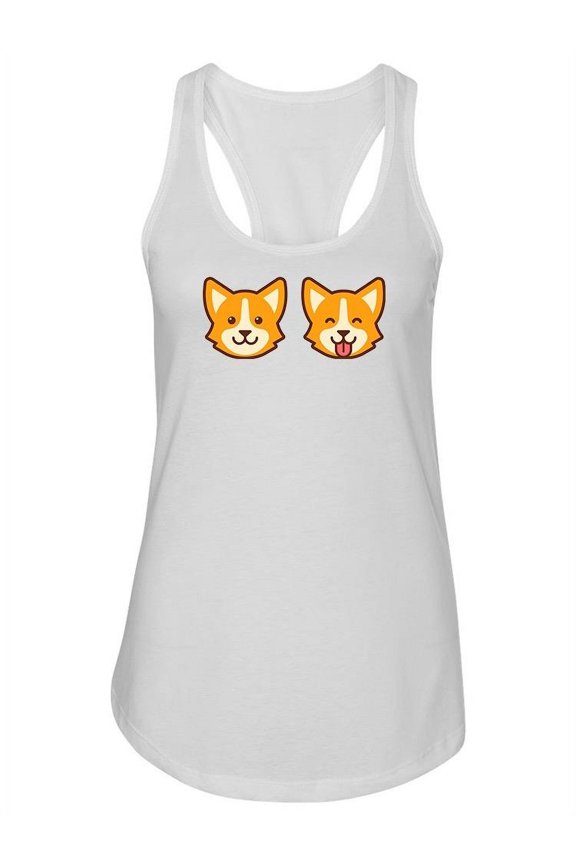 Two Cute And Funny Corgi Faces Tank Women -Image by Shutterstock, Female x-Small