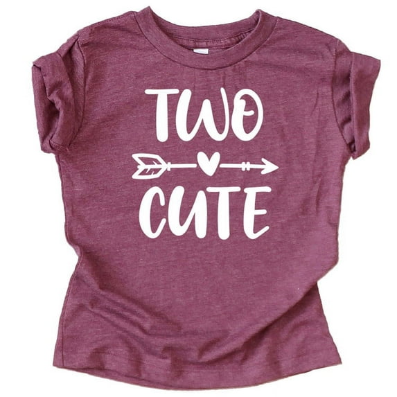 Two Cute Arrow 2nd Birthday Shirt for Toddler Girls Second Birthday Outfit Vintage Burgundy Shirt 2T