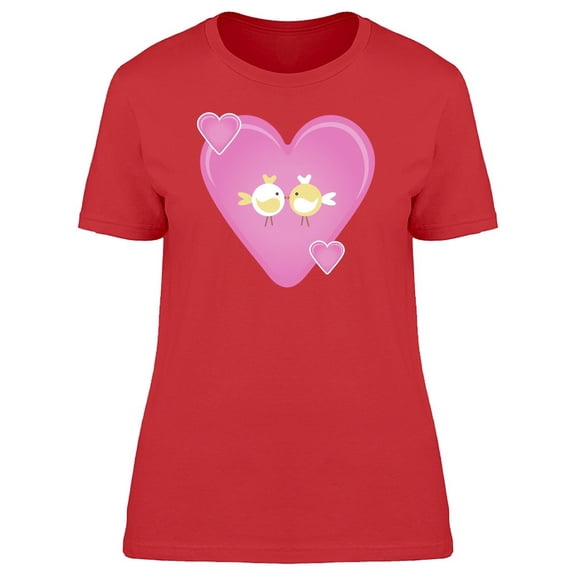 Two Cute Birds On Heart T-Shirt Women -Image by Shutterstock, Female Small
