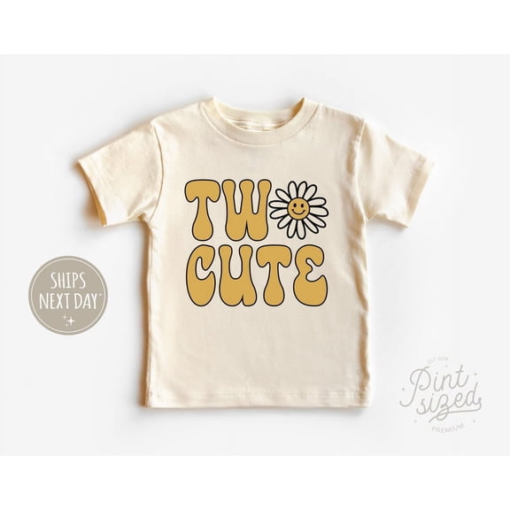 Two Cute Birthday Shirt - Retro Girls Birthday Tee - Second Birthday Girl Natural Shirt, New Born, Baby Shower Gift, New Parents Gift