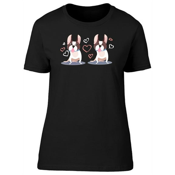 Two Cute Dogs And Hearts T-Shirt Women -Image by Shutterstock, Female Medium