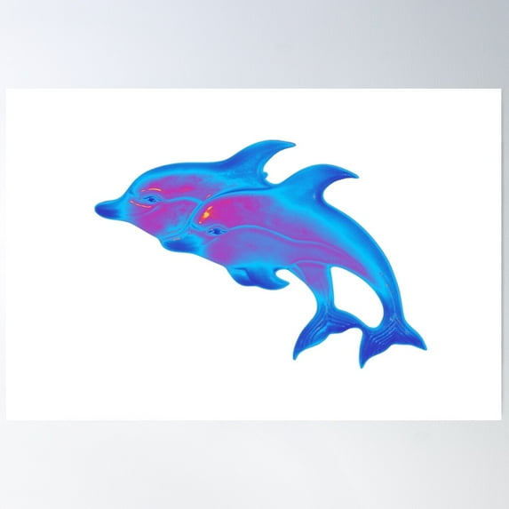 Two Cute Dolphins, Abstract Art Poster Wall Art, Modern Wall Decor For Living Room Bedroom, 12x18 UNFRAMED