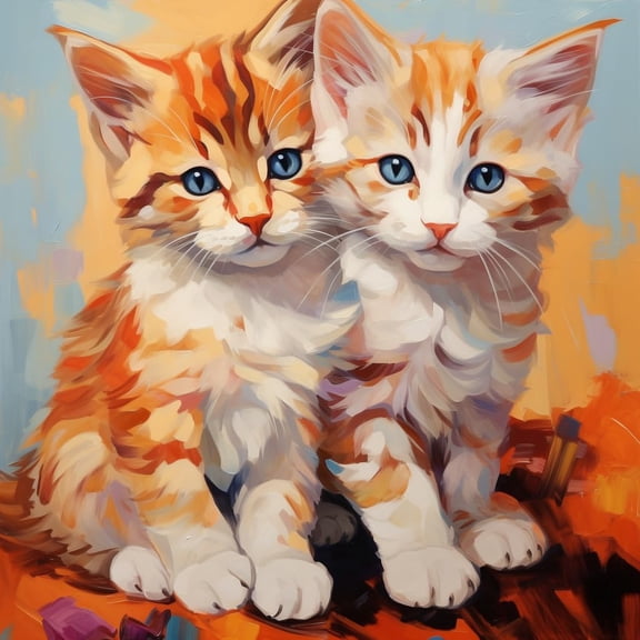 Two Cute Ginger Cats DIY 5D Diamond Art Painting by Number Kits for Adults Paint with Full Drill Round Diamond Gems Painting Art Craft for Home Wall Decor 13.8x13.8in