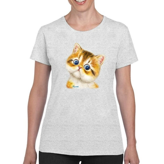 Two Cute Kittens T-Shirt Women -Kayomi Harai Designs, Female 3X-Large