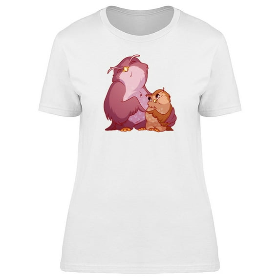 Two Cute Owls Touching Fingers T-Shirt Women -Image by Shutterstock, Female Medium