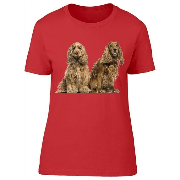 Two Cute Spaniel Dogs Sitting T-Shirt Women -Image by Shutterstock, Female x-Large