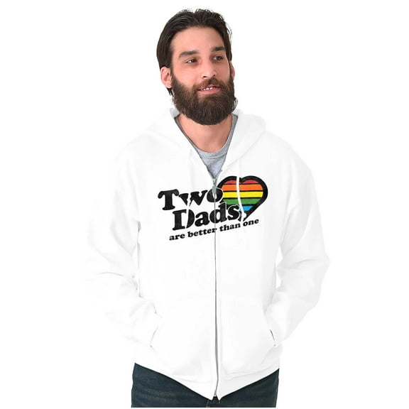 Two Dads Better Than One Gay Pride Men's Big & Tall Graphic Zip Up Hoodie Brisco Brands 4X