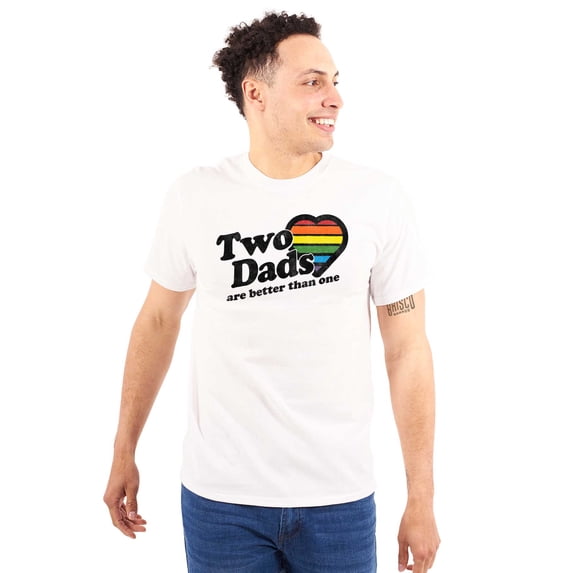 Two Dads Better Than One Gay Pride Men's Big & Tall Crewneck Graphic Tee Brisco Brands 3X