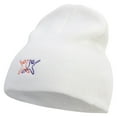 thumbnail image 1 of Two Dancers Icon Embroidered 8 inch Acrylic Short beanie - White OSFM, 1 of 5