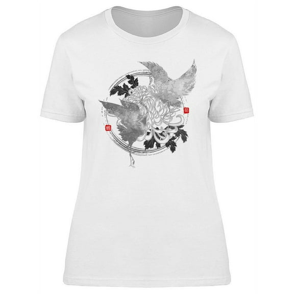 Two Dancing Cranes T-Shirt Women -Image by Shutterstock, Female 3X-Large