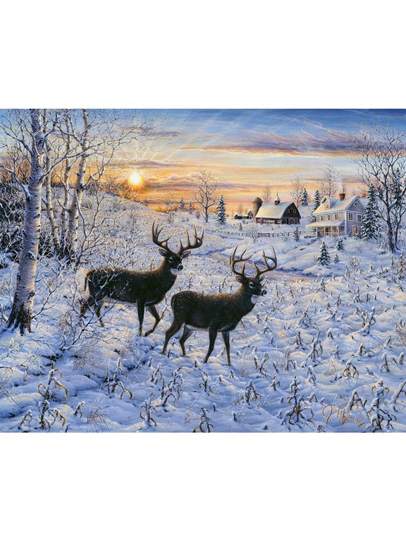 Two Deer In The Moonlight Poster Print - Jeff Tift (24 x 18)
