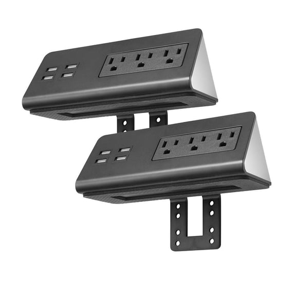 Two Desk Edge Mount Power Outlets With USB Charge Ports (Set of 2) good for trip