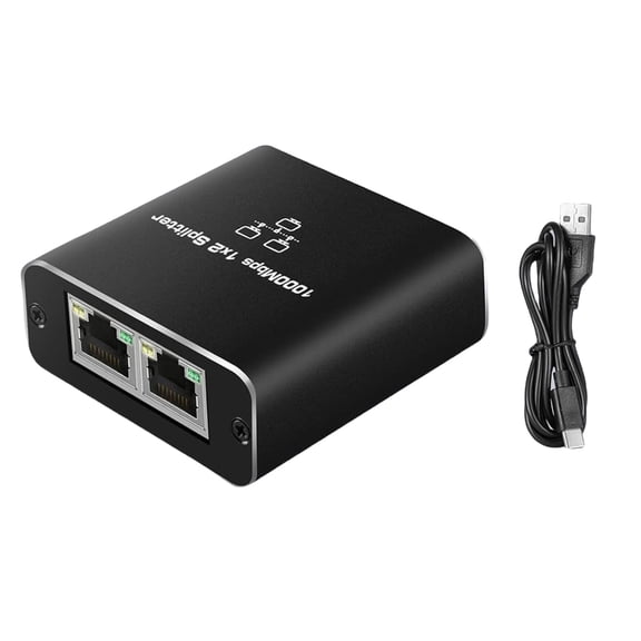 Two Device Ethernet Splitter 1 to 2 1000Mbps for Precise Internet Sharing with USB Power Cable Support
