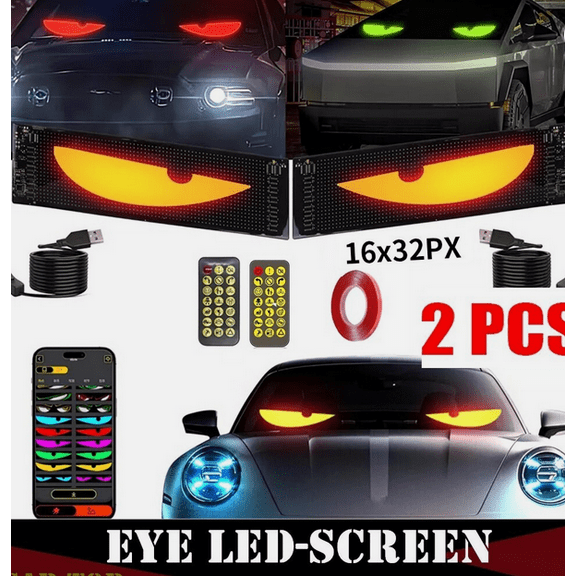 Two Devil Eyes lamps are suitable for cars - LED display DIY truck windshield eye lights for advertising screens, Christmas decorations-7 in