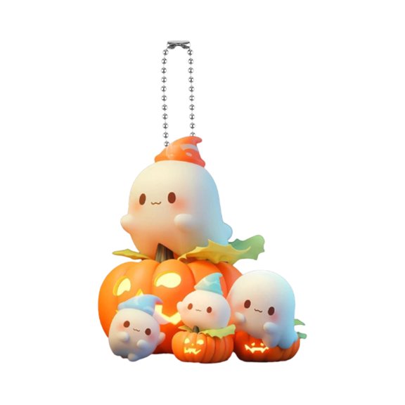 Two-Dimensional Acrylic Creative Pumpkin Ghost Pendant Keychain Backpack Hanger, Cute Storytelling With Various Shaped Ghosts Wearing Witch Hats Or Lying On