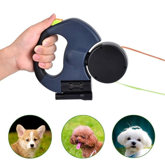 Two Dog Reflective Retractable Pet Leash  360 Degree No Tangle Double Dogs Reflective Orange and Green Leads. Dual Locking 10 ft Leads