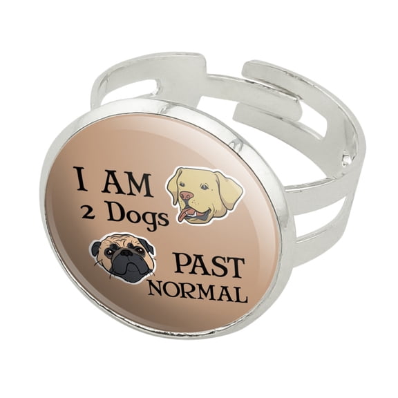 Two Dogs Past Normal Silver Plated Adjustable Novelty Ring
