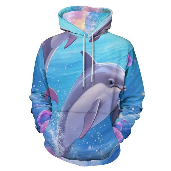 Two Dolphins in A Colorful Underwater Scene 3d Sweatshirts Hoodie Fashion Casual Personality Men's Women Street Hoodie Pullovers Long Sleeve Comfortable Top