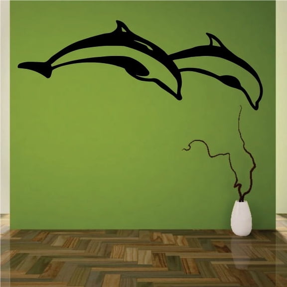 Two Dolphins Diving Decal - 36 Inches