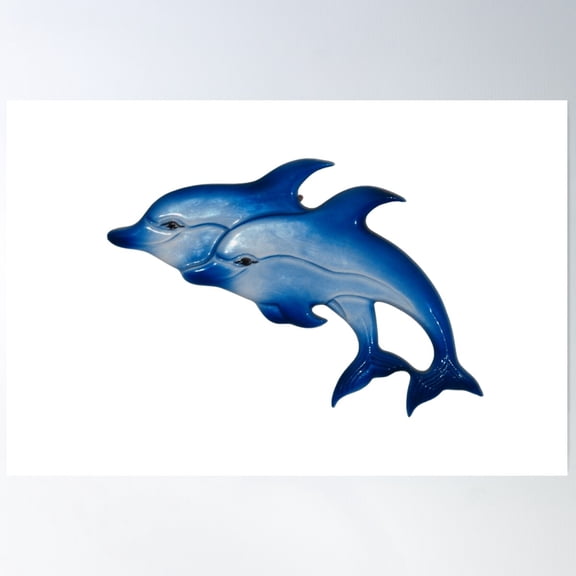 Two Dolphins Poster Wall Art, Modern Wall Decor For Living Room Bedroom, 8x12 UNFRAMED