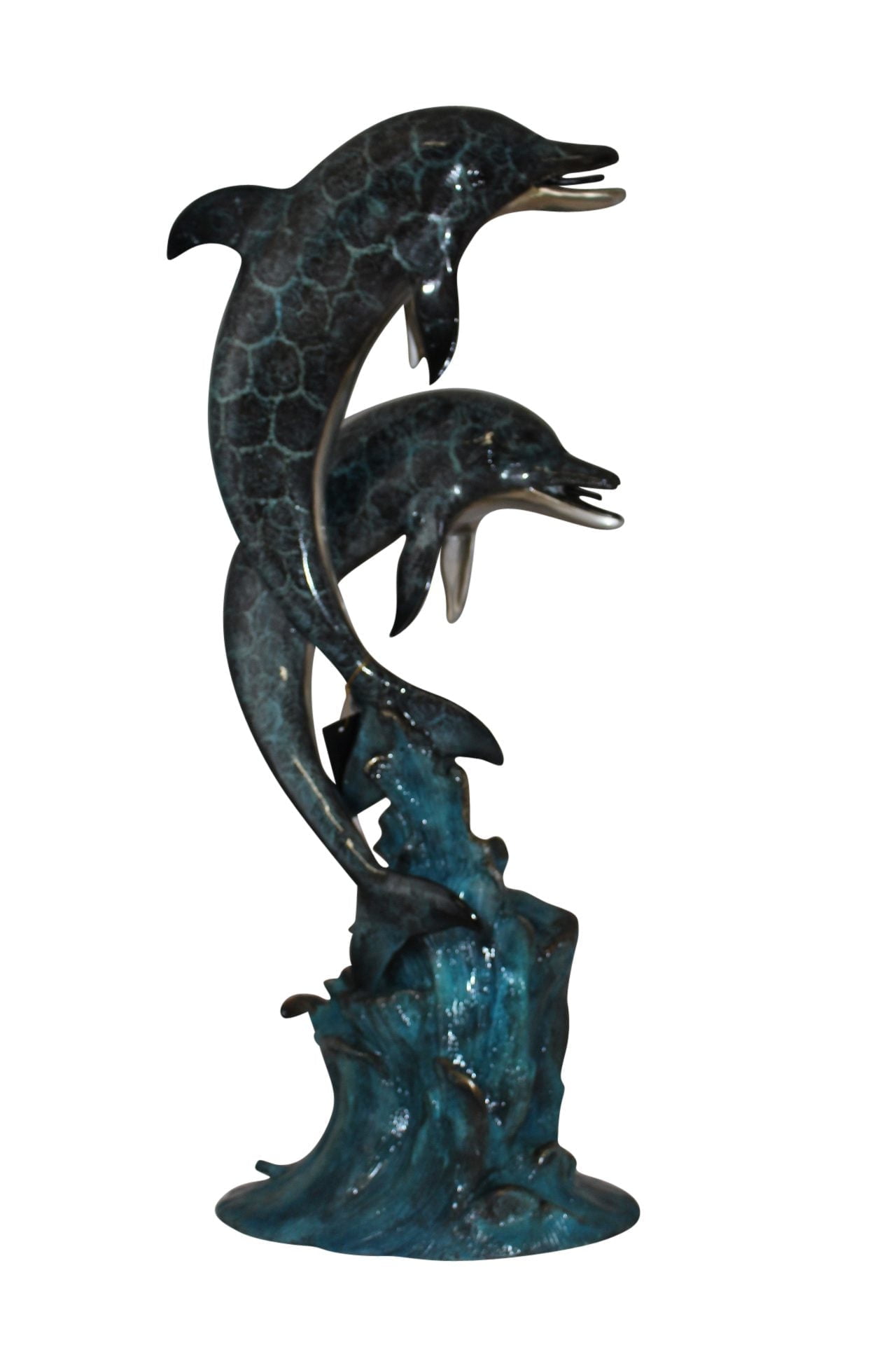 Nifao Two Dolphins Outdoor Fountain Statue, Bronze Garden Water Feature Sculpture for Patio & Yard – Garden Outdoor Decor Sculpture, 22"L x 12"W x 46"H