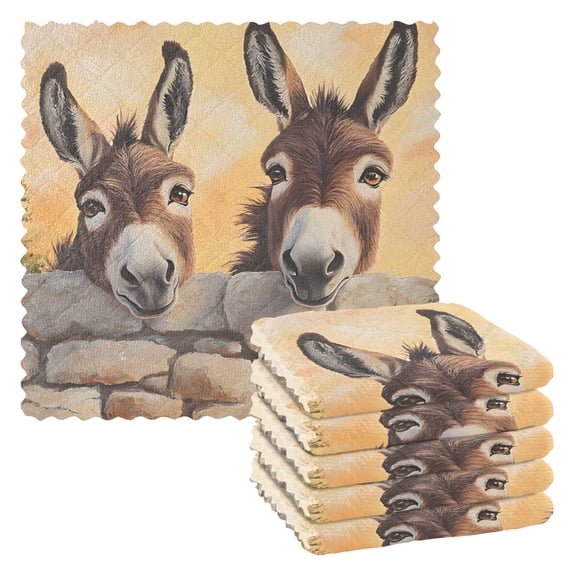 Two Donkeys Kitchen Cloth Dish Towels for Drying Washing Absorbent Dish Rags Reusable soft kitchen dishcloth set 6 Pack
