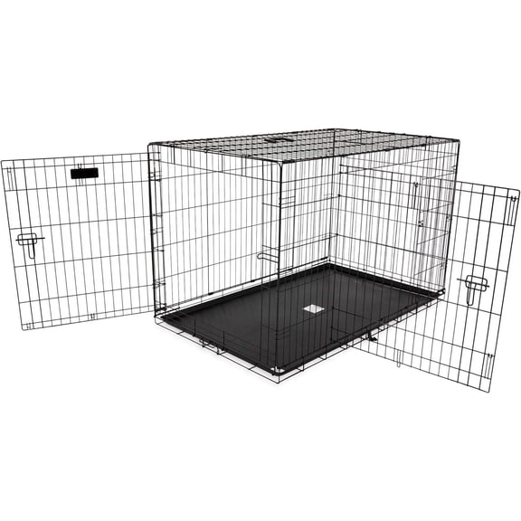 Two Door Great Crate Wire Dog Crate, 48 Inch, For Pets 90-125 lbs, With 5-Point Locking System