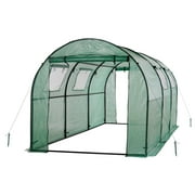 Two Door Walk-In Tunnel Greenhouse With Ventilation Windows And Steel Frame - 15' X 6' X 6'