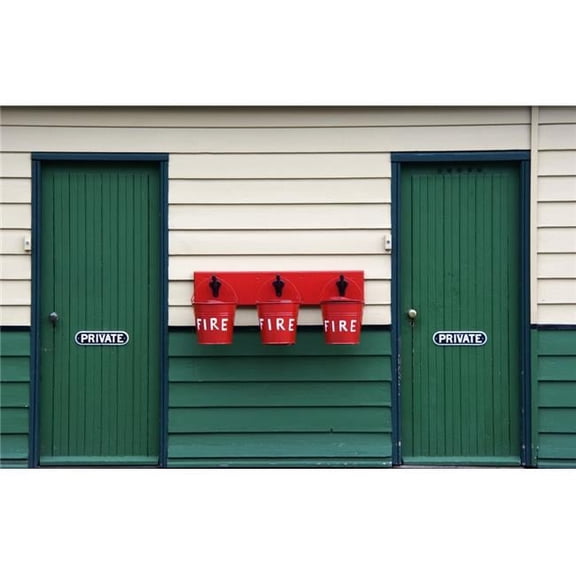 Two Doors & Buckets for Fire Prevention Poster Print, Large - 36 x 22