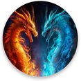 thumbnail image 1 of Two Dragon Fire Coasters Absorbent Moisture Non-Slip Drink Coaster Ceramic Stone with Cork Base Desktop Protection Prevent Furniture Damage 2PCS Home Decor, 1 of 6