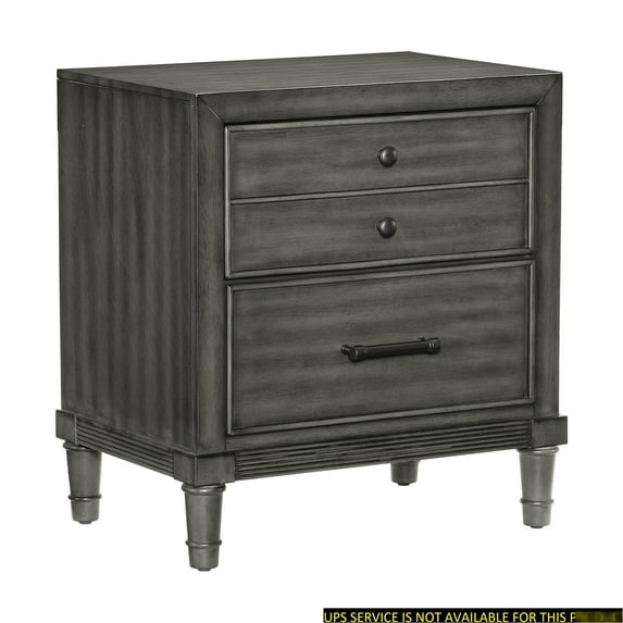 Two - Drawer Bedroom Nightstand / Transitional Look / Gray Wood Finish