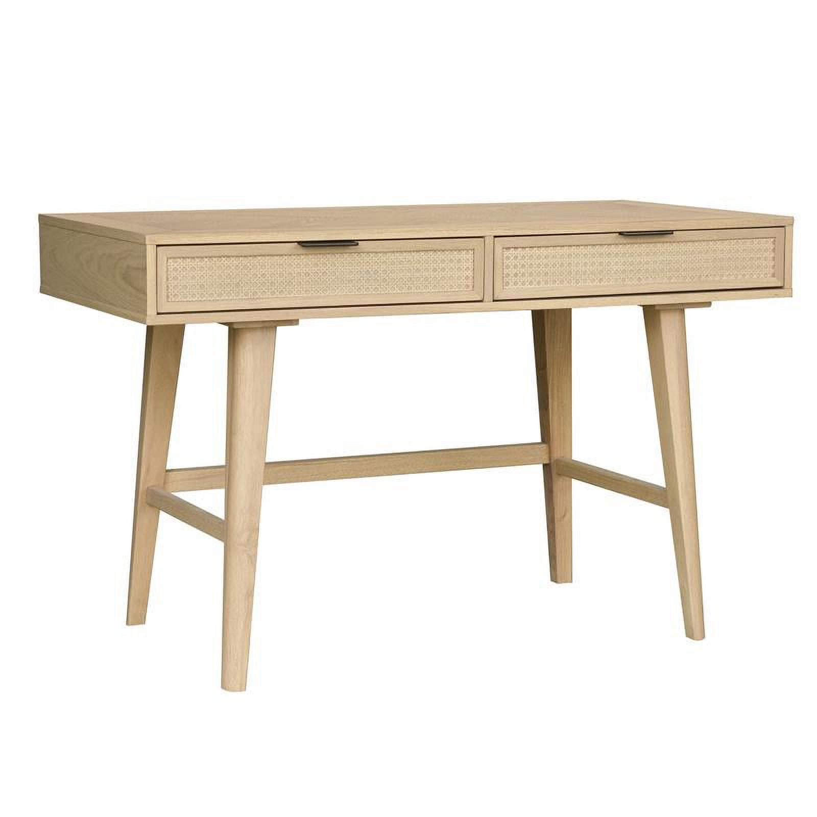 Two Drawer Cane Desk in Brown Wood