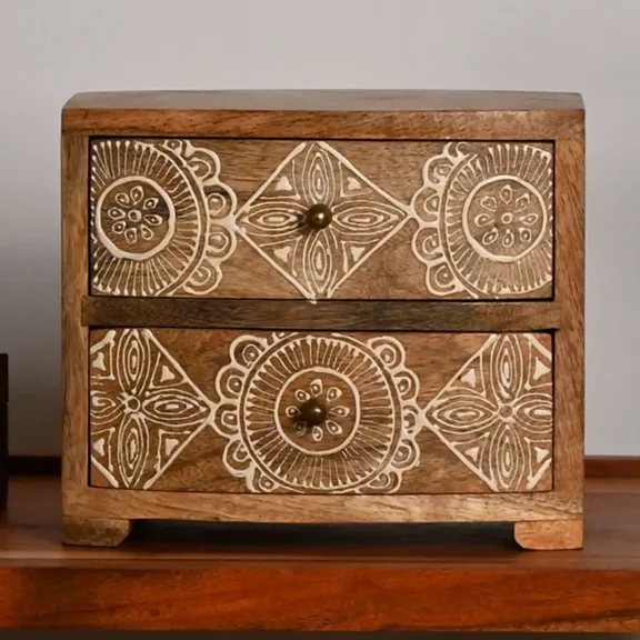 Two-Drawer Chest Mango Wood Storage & Decor