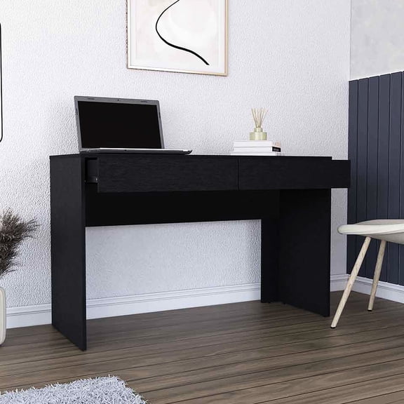 Two Drawer Computer Desk, Black Main Color / Fits Screen and Keyboard Comfortably
