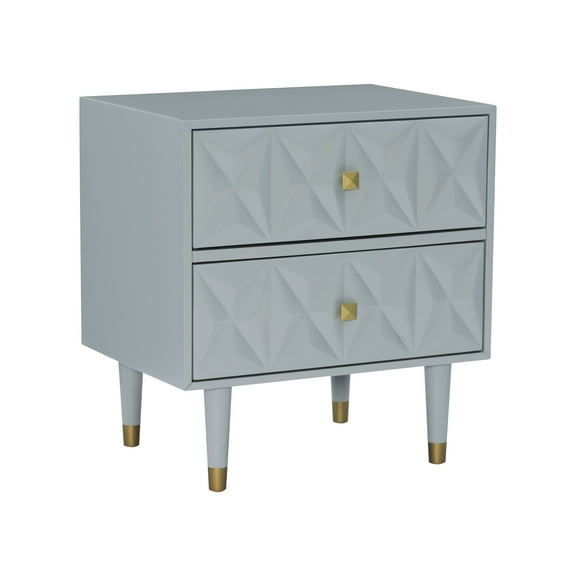 Two Drawer Geo Texture Nightstand Grey